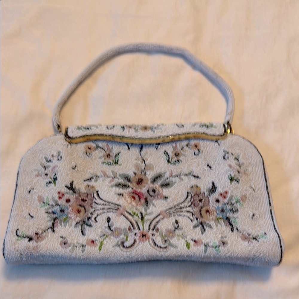 Elegant Floral Hand Beaded in France Handbag
